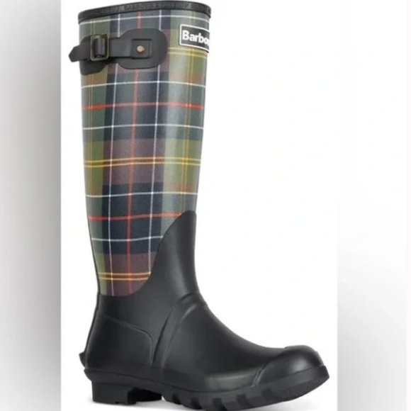 Barbour Shoes - Barbour Tartan Bede Green Plaid Waterproof Rain Boots Women's Size 7 NIB